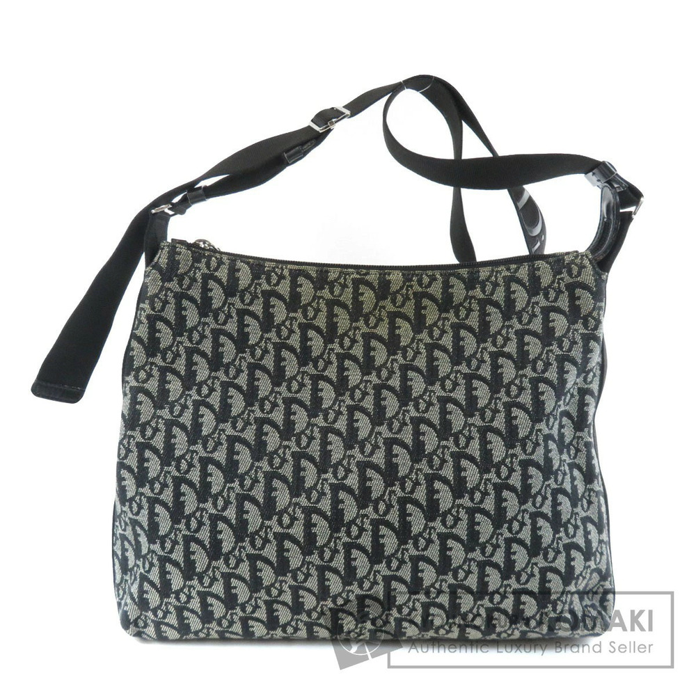 Christian Dior Trotter Pattern messenger bag navy black canvas